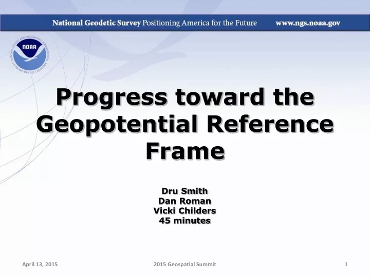 progress toward the geopotential reference frame