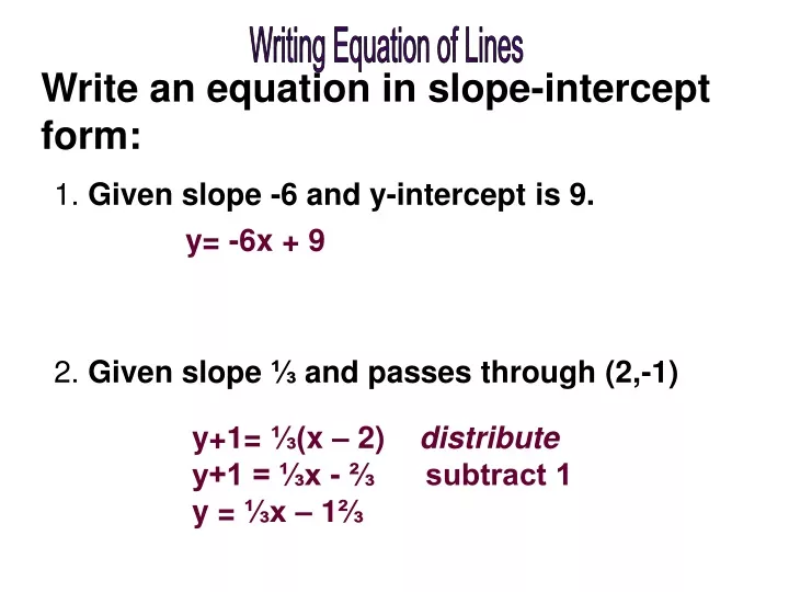 writing equation of lines