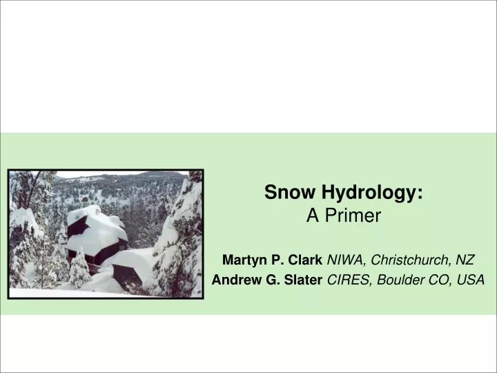 snow hydrology a primer