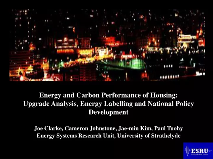 energy and carbon performance of housing upgrade
