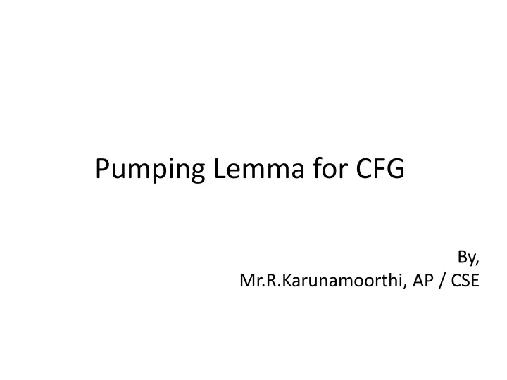 pumping lemma for cfg