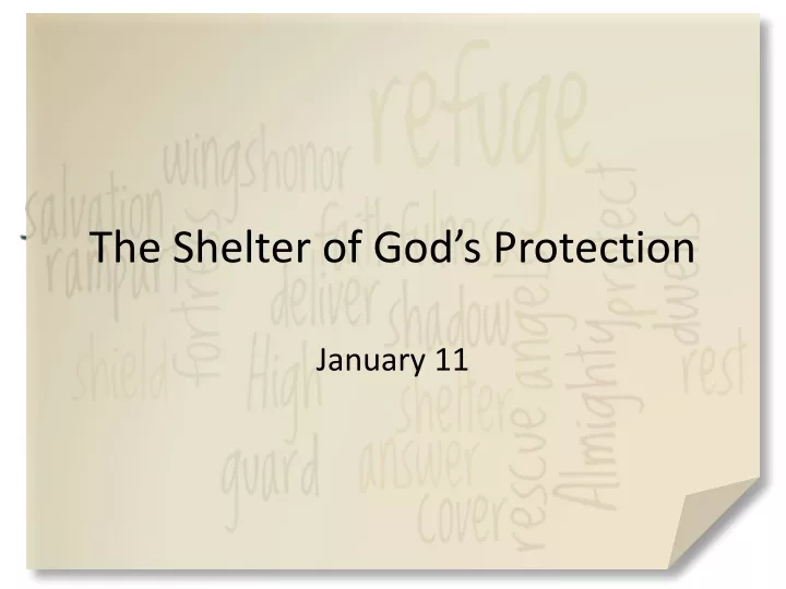 the shelter of god s protection