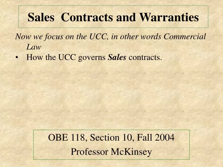 sales contracts and warranties
