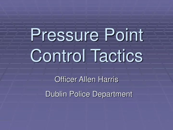pressure point control tactics