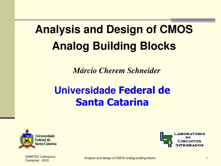 analysis and design of cmos analog building blocks