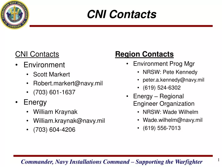 cni contacts