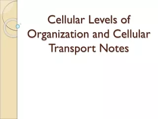 Cellular Levels of Organization and Cellular Transport Notes
