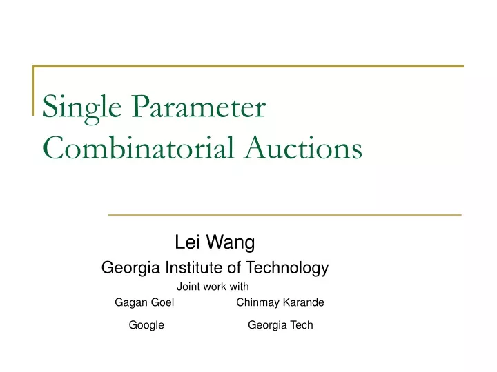 single parameter combinatorial auctions