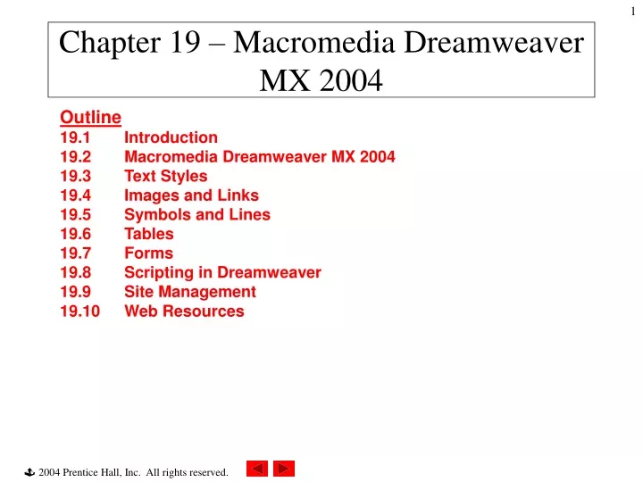chapter 19 macromedia dreamweaver mx 2004