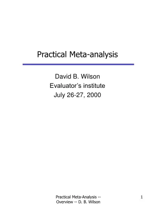 Practical Meta-analysis