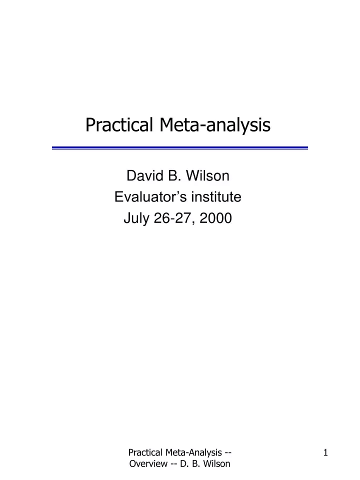 practical meta analysis