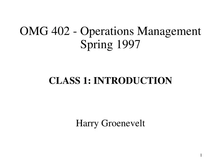 omg 402 operations management spring 1997