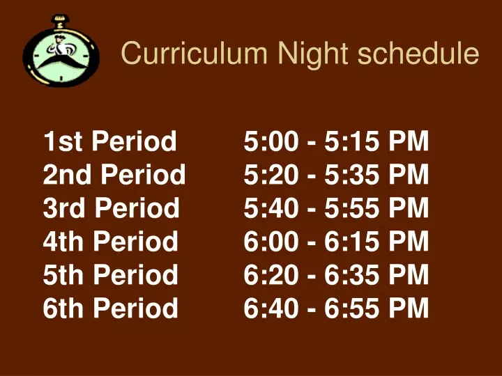 curriculum night schedule