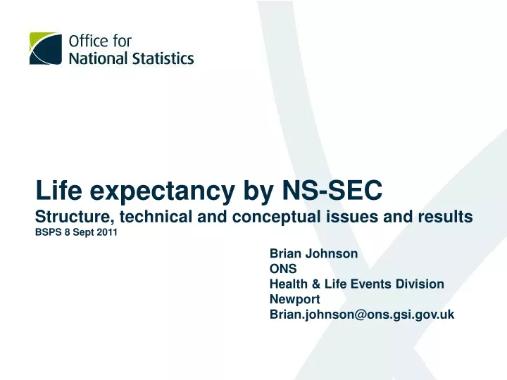 life expectancy by ns sec structure technical