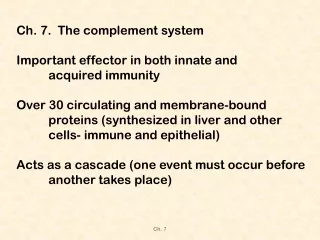 Ch. 7.  The complement system Important effector in both innate and 	acquired immunity