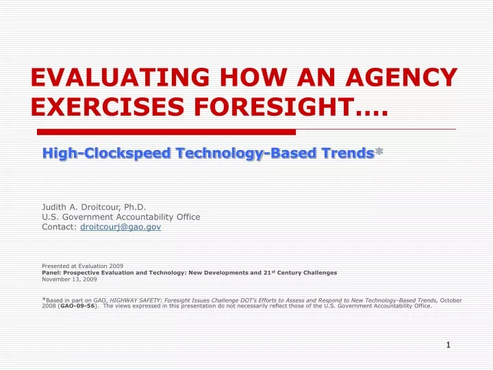 evaluating how an agency exercises foresight
