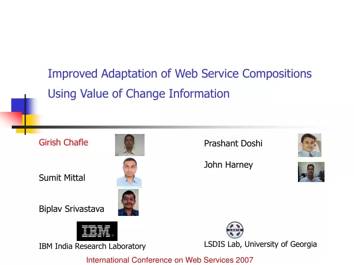 improved adaptation of web service compositions using value of change information