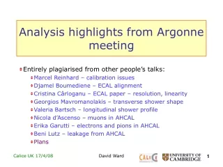 Analysis highlights from Argonne meeting