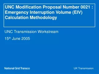 UNC Transmission Workstream 15 th  June 2005