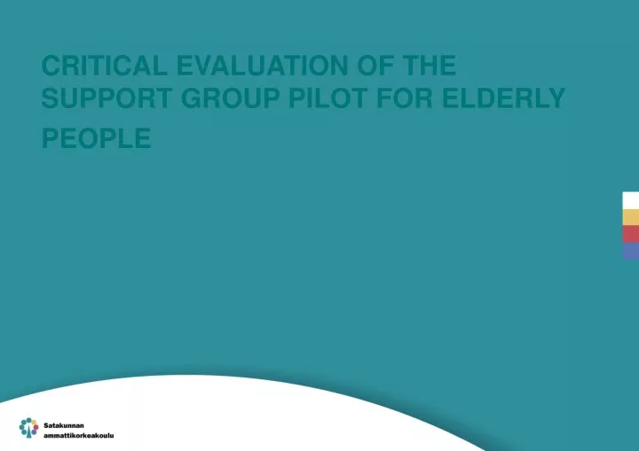 critical evaluation of the support group pilot for elderly people