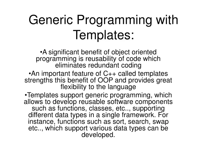 generic programming with templates