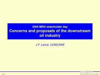 2005 MRG stakeholder day Concerns and proposals of the downstream oil industry