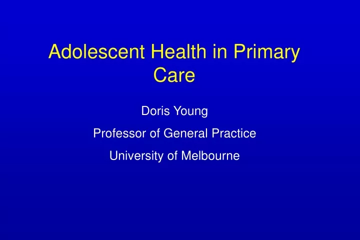 adolescent health in primary care