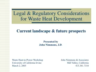 Legal &amp; Regulatory Considerations for Waste Heat Development