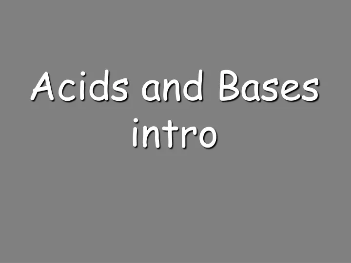 acids and bases intro