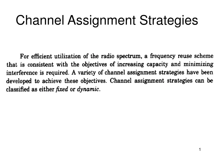channel assignment strategies
