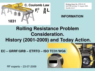 Rolling Resistance Problem Consideration.  History  (2001-200 9 )  and Today Action .