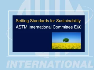 Setting Standards for Sustainability ASTM International Committee E60