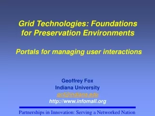 Geoffrey Fox Indiana University gcf@indiana infomall