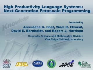 High Productivity Language Systems: Next-Generation Petascale Programming