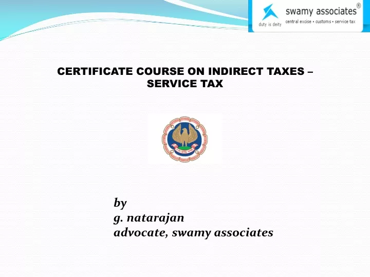 certificate course on indirect taxes service tax