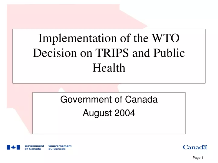 implementation of the wto decision on trips and public health