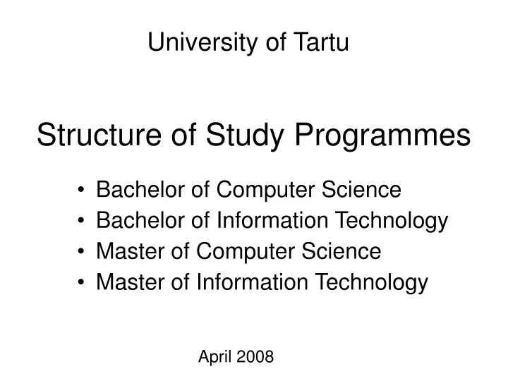 structure of study programmes