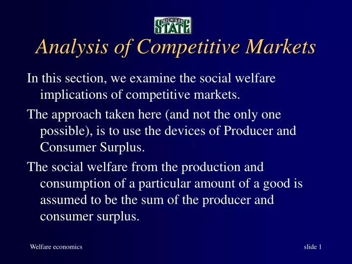 analysis of competitive markets