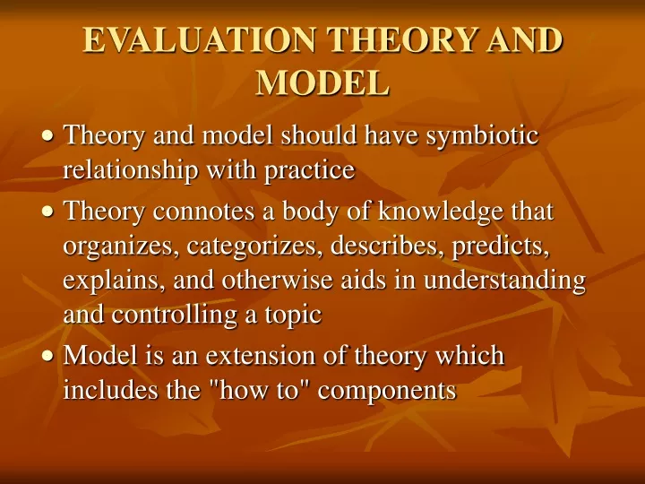 evaluation theory and model