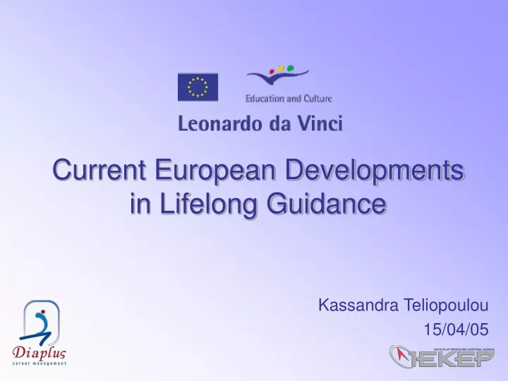 current european developments in lifelong guidance