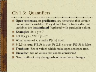 Ch 1.3:  Quantifiers