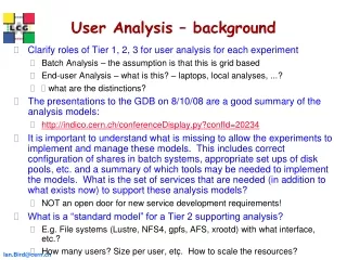 User Analysis – background