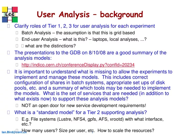 user analysis background