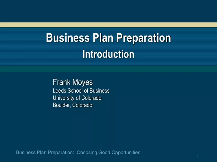 business plan preparation introduction