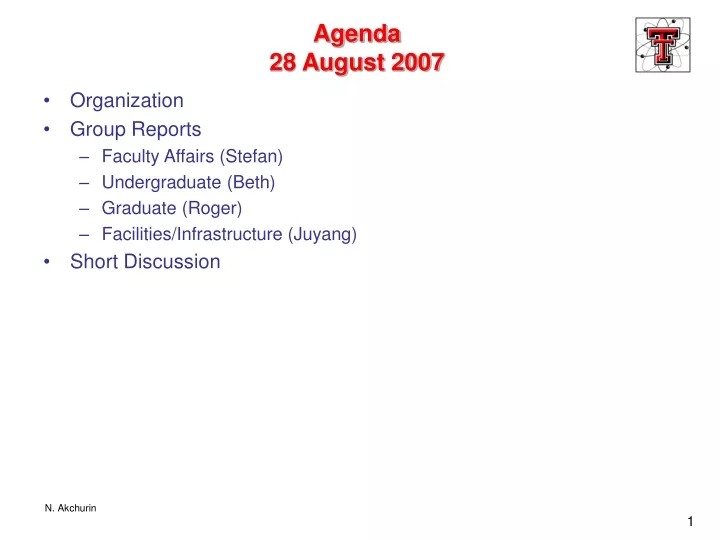 agenda 28 august 2007