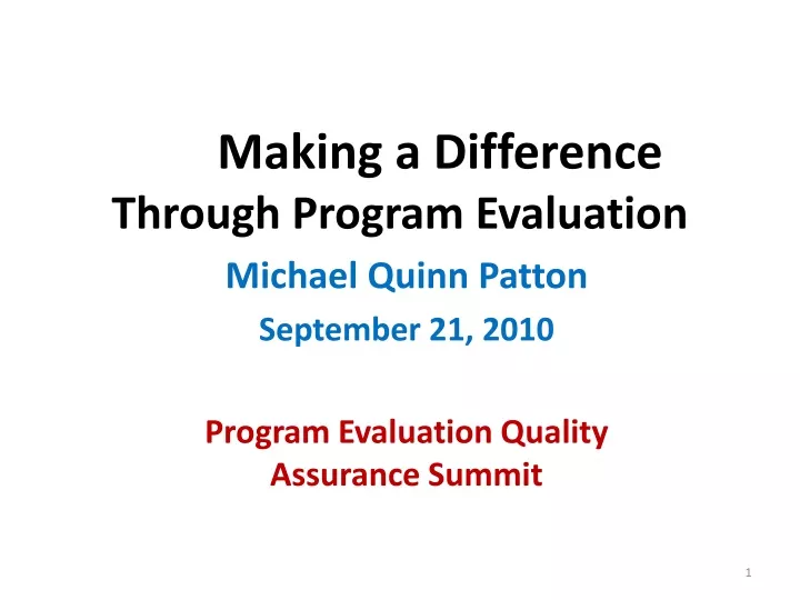 making a difference through program evaluation