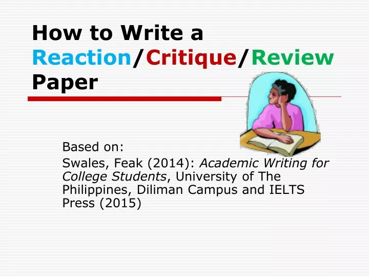 how to write a reaction critique review paper
