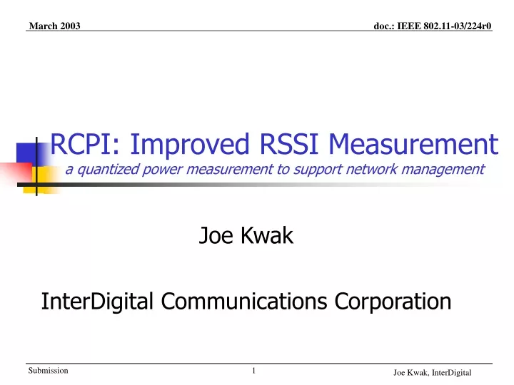 rcpi improved rssi measurement a quantized power measurement to support network management