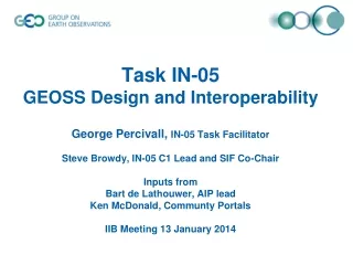 Task IN-05 GEOSS Design and Interoperability