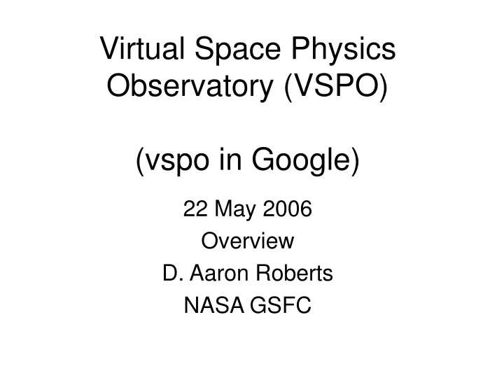 virtual space physics observatory vspo vspo in google